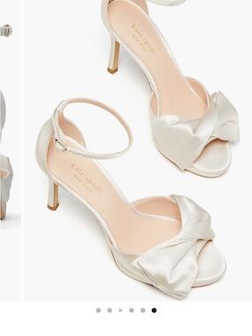 kate spade Cream Satin Knotted Ankle-Strap Heels